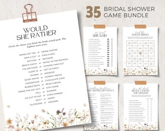Bridal Shower Games, Wildflower Bridal Shower Games, Spring Bridal Shower Games Template, Bridal Shower Games Bundle, Editable, 002