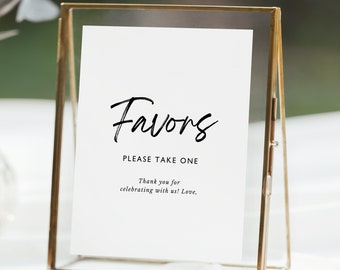 Favors Sign Template, Favors Bridal Shower, Minimalist Bridal Shower Sign, Baby Shower Sign, Favors Wedding Sign, Edit in Canva