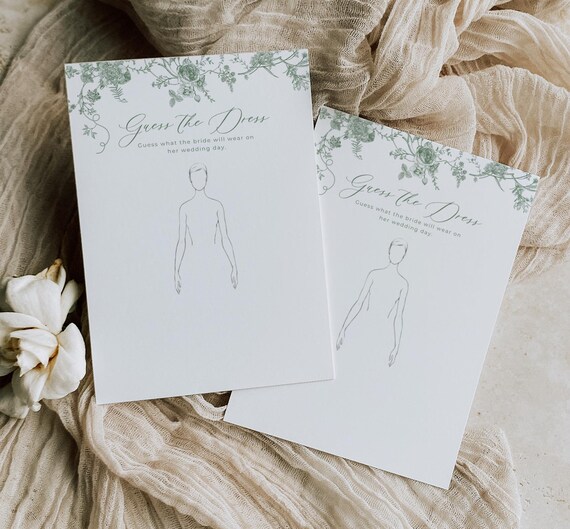 Vintage Green Guess the Dress Bridal Shower Game (printable Template) - Etsy