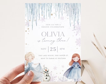Elsa Frozen Birthday Invitation: Editable Party Template (5x7 inch)