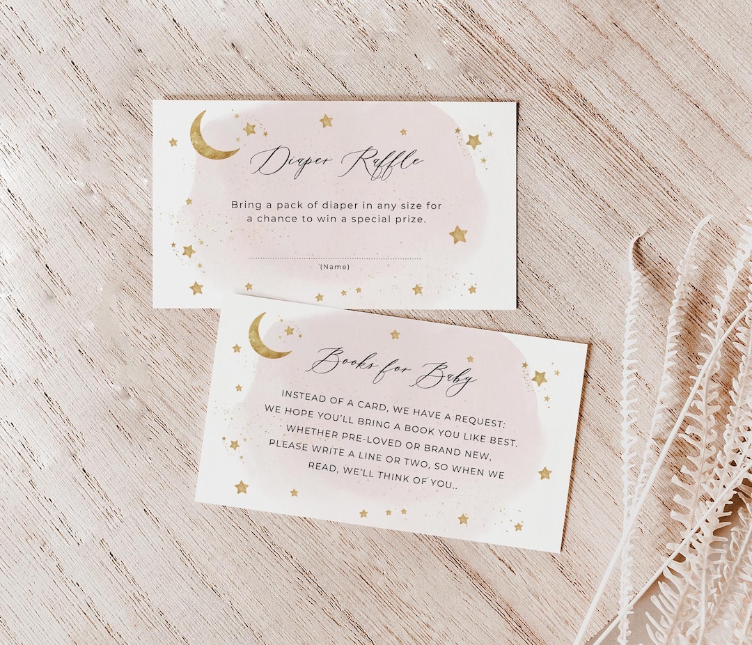 Moon and Stars Baby Shower Diaper Raffle Ticket & Books for Baby ...
