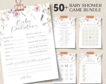 Wildflower Baby Shower Games Bundle, Spring Flowers Party Games Pack, Printable Game Activities, Shower Game Bundle, Editable in Canva, 002