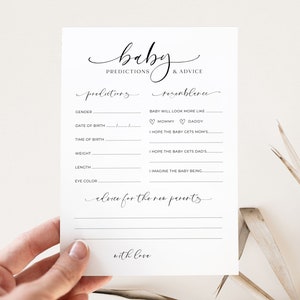Tarjetas de predicciones para bebés, juego de predicciones minimalistas para bebés, juego de baby shower moderno, predicción minimalista para bebés, editable