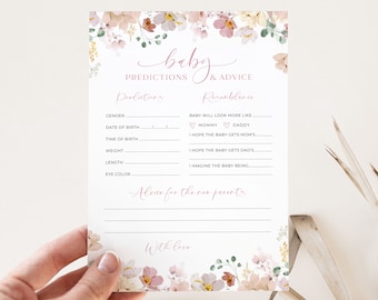 Wildblumen-Baby-Vorhersagekarten: Blumen-Babypartyspiel (bearbeitbar)