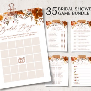 Fall Florals Bridal Shower Games Bundle: 35 Game Templates (Editable in Canva)