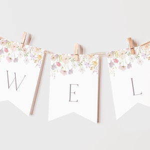 Wildflower Bunting: Pink Floral DIY Banner (Editable, Printable)