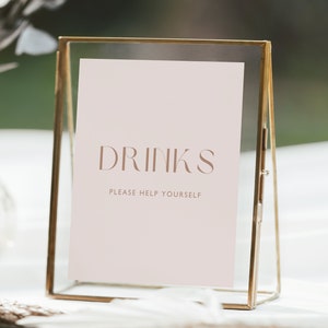 Bordsjabloon drankjes, blush roze vrijgezellenfeest bord, bord babyshower, bord drankjes bruiloft, bewerkbaar,