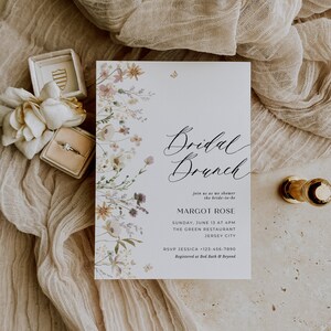 Braut Brunch Einladung Vorlage, Wildblumen Brautparty einladen, Florals Shower Download, Braut Luncheon, bearbeitbar, PDA-IHWN