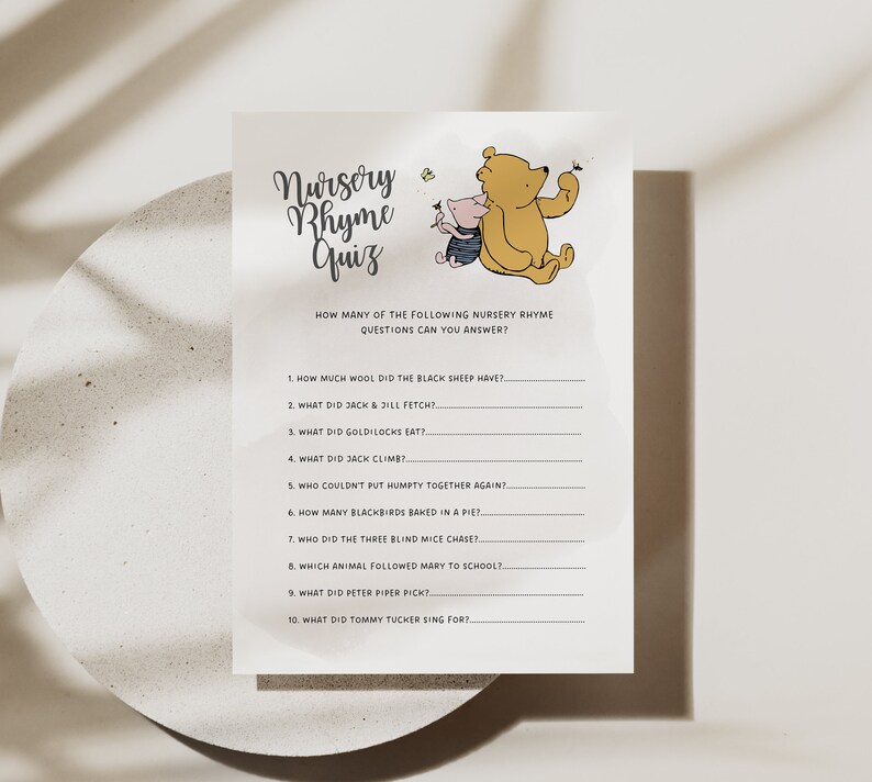 Winnie the Pooh Baby Shower Game Bundle Party Games Pack Etsy