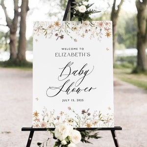Wildflower Baby Shower Welcome Sign: Editable Floral Design (Instant Download)