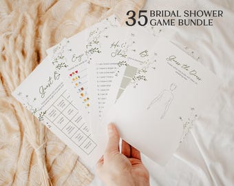 Wildflower Bridal Shower Games Bundle, Editable Template (Digital Download)