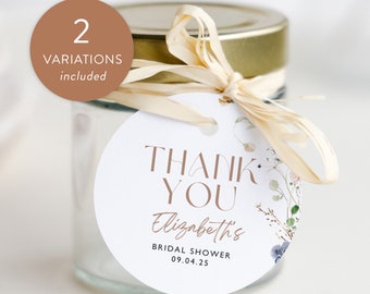 Thank You Tag Template, Favor Tag Template, Wildflower Favor Tag, Wildflower Thank You Tags, Editable Shower Favor Tags, Edit in Canva