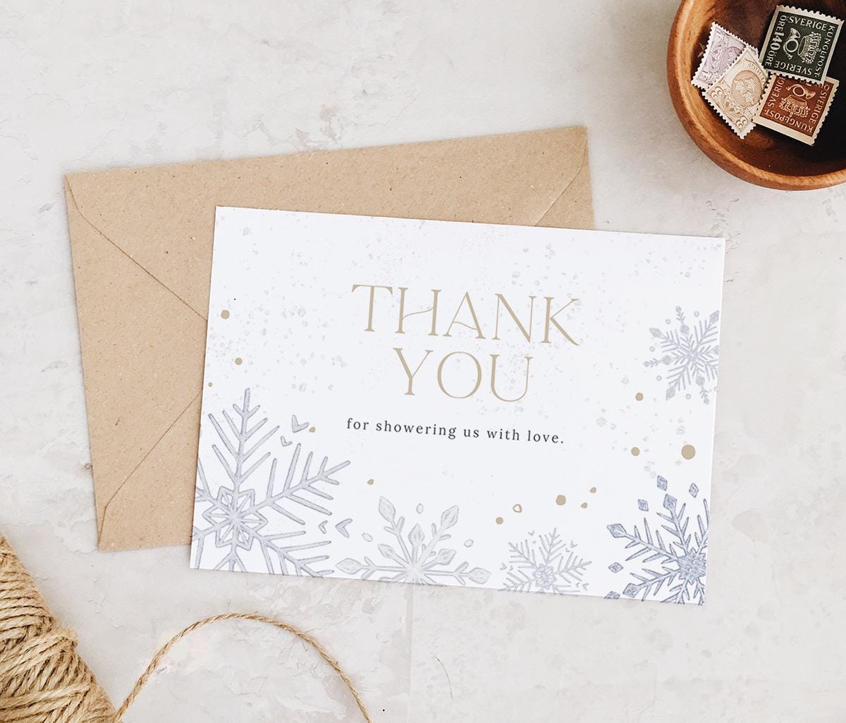Winter Onederland Thank You Card Template, Winter First Birthday Thank ...