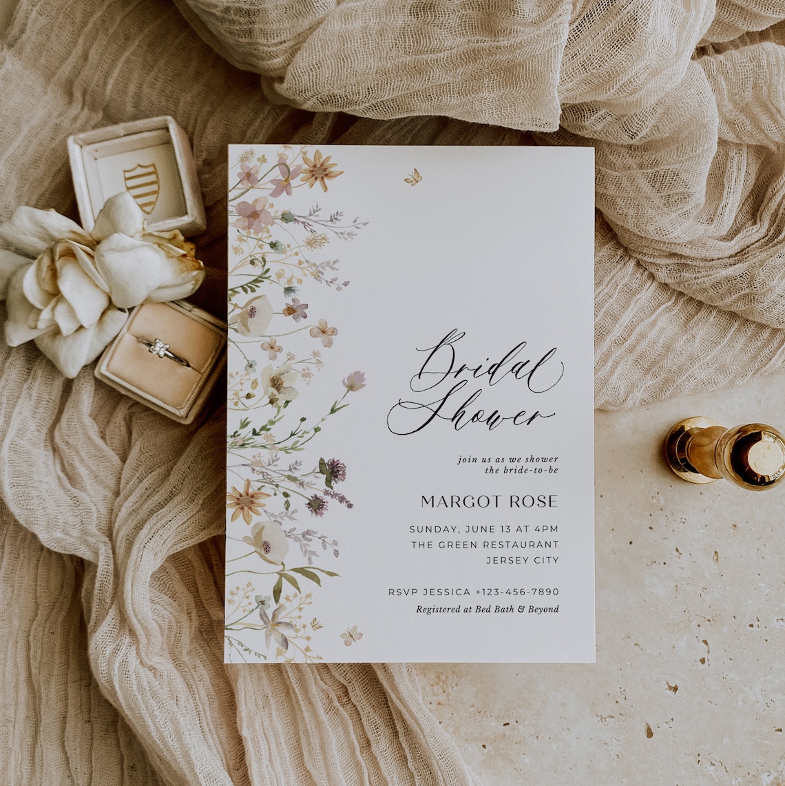 Bridal Shower Invitation Template Wildflower Bridal Shower image 1