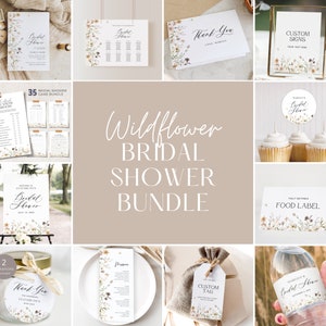 Wildflower Bridal Shower Invitation Bundle, Floral Bridal Shower Invitation and Games Bundle, Shower Games, Editable, PDA-IHWN