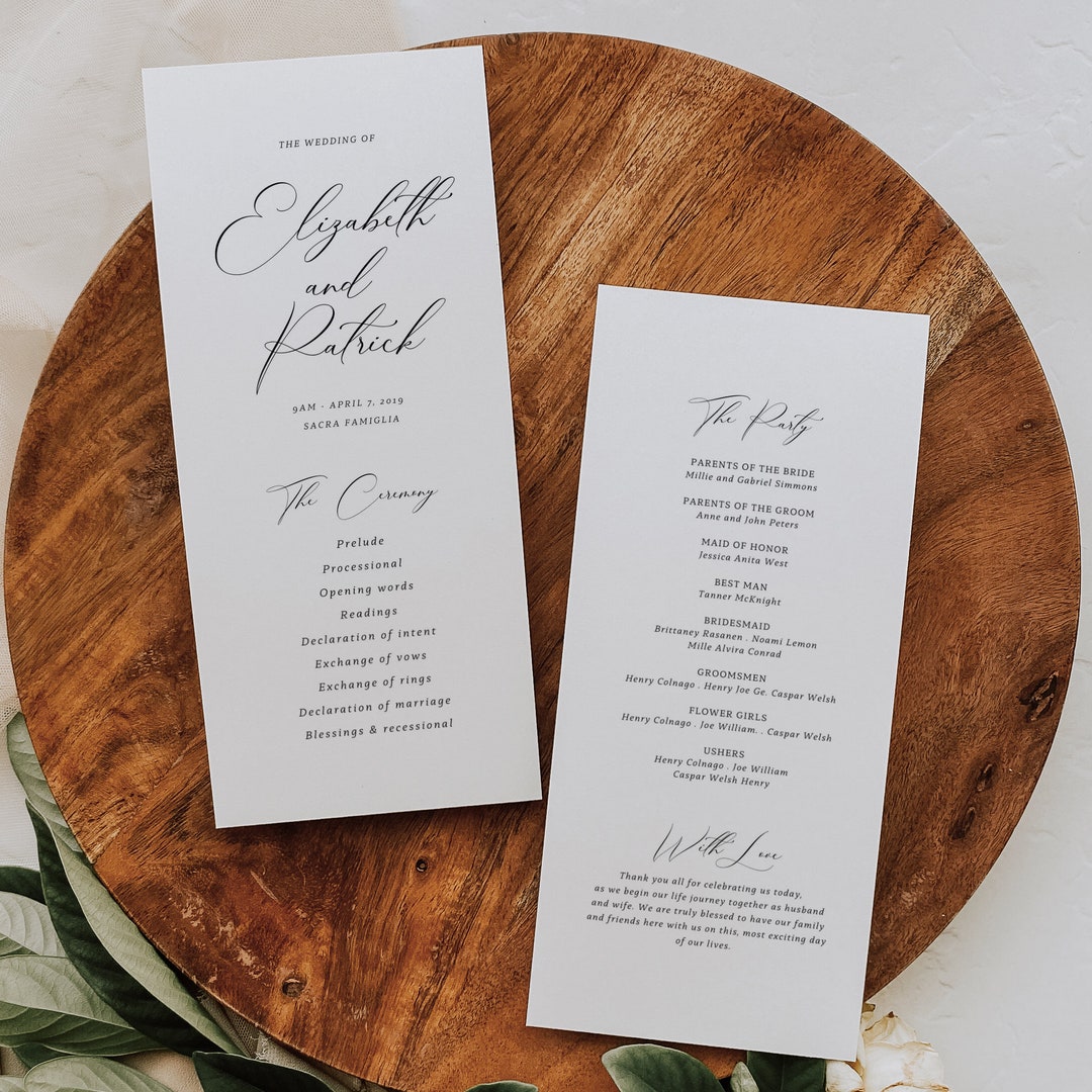 AVERY Wedding Program Template Classic Program Wedding Etsy