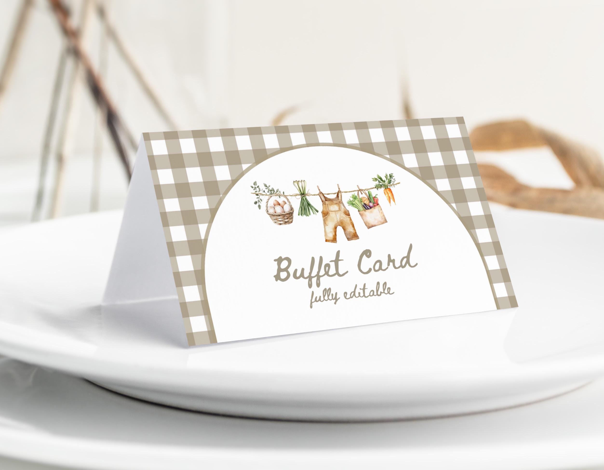 Editable Food Label Template: Farmers Market Buffet Card (digital ...