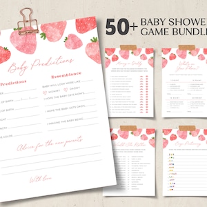 Strawberry Baby Shower Games Bundle: Editable Summer Party Pack (Digital Download)