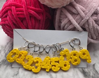Cheese Numbered Stitch Markers Set