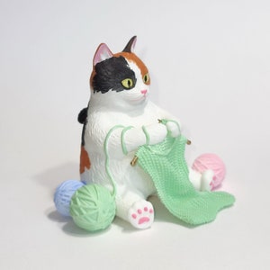 Tubby Tabbys, Knitting Kitty Fancy Furries Figurines Adorable Animal Friends Figurines and Ornaments image 2