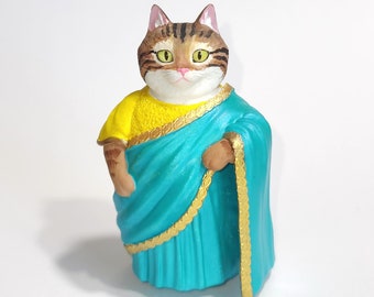 Tubby Tabbys, Saree Dress - Fancy Furries Figurines - Adorable Animal Friends - Figurines and Ornaments