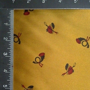 Usa Men-Vtg1950s nos/Yard×45&quot;/EQUEST-Print Heavy SATIN Acetate LINING(Crop,Helmet,Horn)Gold/For Custom Tailor&#39;s fabric sew: Coat,Jacket,Vest