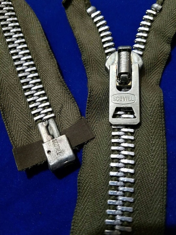 Genuine: Vintage Ca.1965-70's Nos/scovill USA Separating Zipper/10 Metal24.75in Aluminum/olive Cotton/jacket,parka,military M 51/65 Army - Etsy Genuine: Vintage Ca.1965-70's Nos/scovill USA Separating Zipper/10 Metal24.75in Aluminum/olive Cotton/jacket,parka,military M 51/65 Army - Etsy