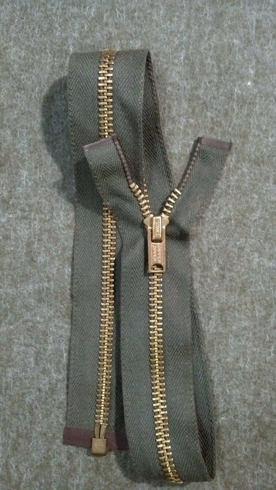 Genuine: Vintage Ca.1950-70's Nos/scovill Gripper Zipper Usa Separating/5 Metal21in Brass/olv Grn Brn H.b.twill Cotton/coat,jacket,vest. - Etsy Genuine: Vintage Ca.1950-70's Nos/scovill Gripper Zipper Usa Separating/5 Metal21in Brass/olv Grn Brn H.b.twill Cotton/coat,jacket,vest. - Etsy