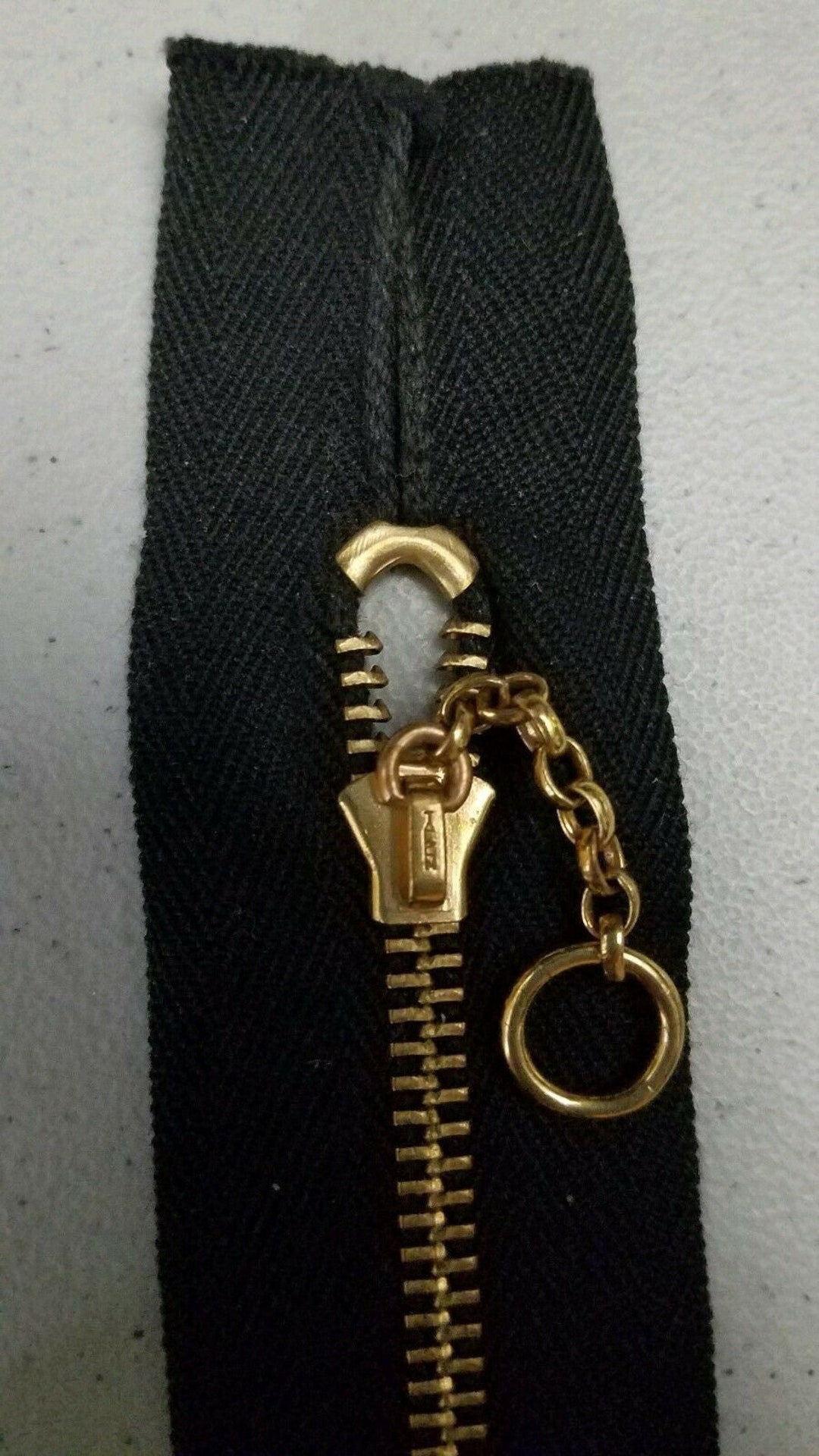 Genuine: Vintage Ca.1970's Nos/talon USA/RING CHAIN Slider Zipper W. Closed Ends/medium Duty 3 Metal3in Brass/black Cotton/pocket,purse. - Etsy Genuine: Vintage Ca.1970's Nos/talon USA/RING CHAIN Slider Zipper W. Closed Ends/medium Duty 3 Metal3in Brass/black Cotton/pocket,purse. - Etsy