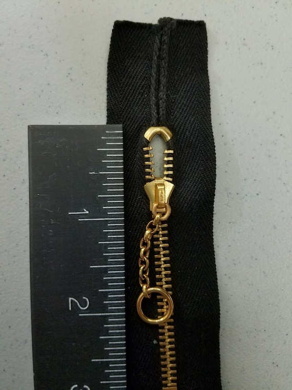 Genuine: Vintage Ca.1970's Nos/talon USA/RING CHAIN Slider Zipper W. Closed  Ends/medium Duty 3 Metal3in Brass/black Cotton/pocket,purse. 