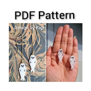 Baby seal, brick stitch earrings pattern, cute design, miyuki delica bead pattern