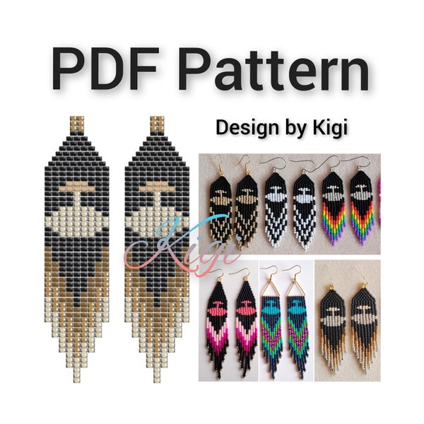 Ulu, Uluaq Fringe Earrings Pattern, Seed Beaded Earrings Pattern, Original Pattern, Indigenous Design Pattern, Inuit Pattern