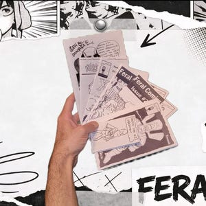 Bolsa sorpresa de Feral Comics llena de fanzines de cómics, fanzines de arte, etc., y pegatinas. ¿Qué recibirás?