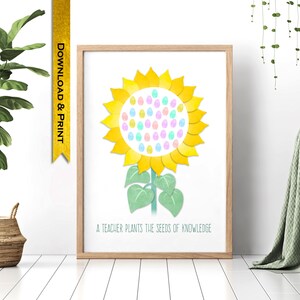 Lehrer Tagesgeschenk Fingerabdruck Poster - Sonnenblume DIY Art Project - druckbare Download - von BexPrintables