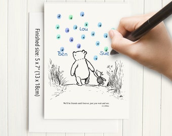 プーさんの指紋アートセット：先生への感謝カード6枚（PDF、5x7インチ