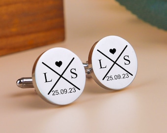 Custom Cuff Links,Initials Cufflinks,Wedding Cufflinks,Personalized Engraved Cufflinks,Groom Gift,Bride to Groom Wedding Gift,Groomsman Gift