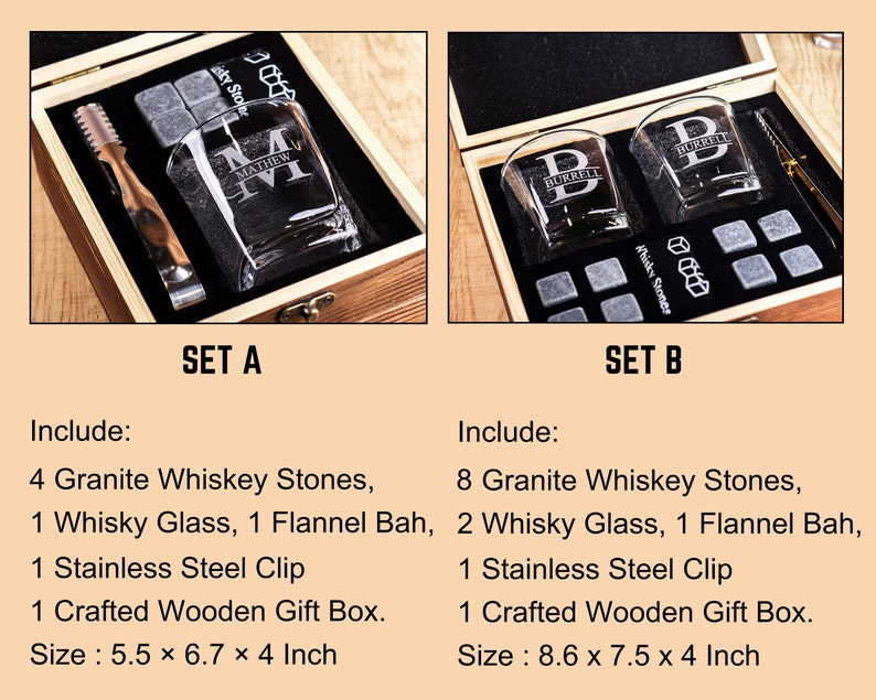 Personalized Whiskey Glass Set with Wooden Box, Groomsmen Gift, Best Man Gift, Groomsman Proposal, Boyfriend Gift, Gifts for Men image 5