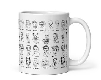 Art History Simplified 11 oz Ceramic Mug, Line Art Blind Drawings
