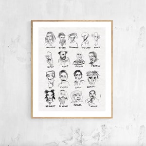 Art History Simplified Giclee Art Print, Quick Sketch, Blind Drawing, Minimal Drawing