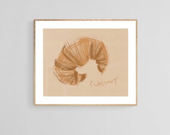 Croissant « Cwassont » Illustration Giclee Print, Food Illustration, Food Art, Pâtisserie, Pâtisserie française