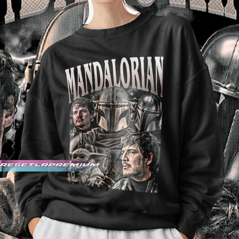 Petro Pascal Mandalorian Vintage T-Shirt, Hommage Retro 90er Jahre Grafik-Sweatshirt, Ideales Geschenk für TV-Serien und Filme Enthusiasts ID Bild 5