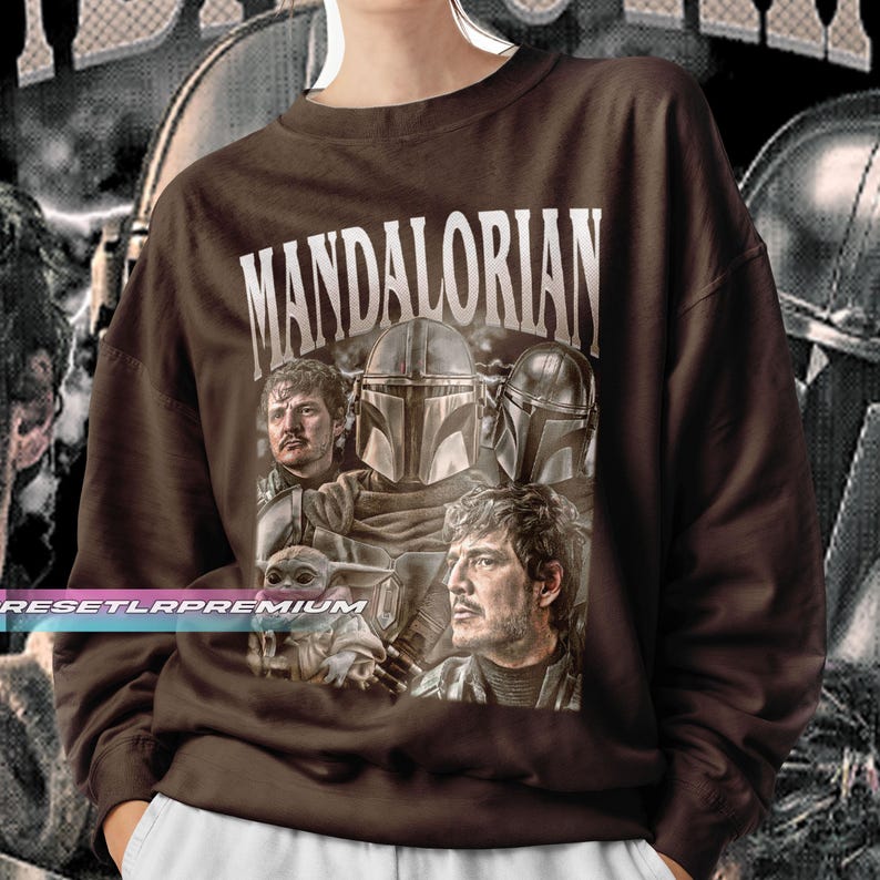 Petro Pascal Mandalorian Vintage T-Shirt, Hommage Retro 90er Jahre Grafik-Sweatshirt, Ideales Geschenk für TV-Serien und Filme Enthusiasts ID Bild 6