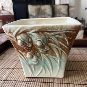 1945 McCoy Pottery Surreal Faces  Planter Jardiniere Gargoyles 6” Rare