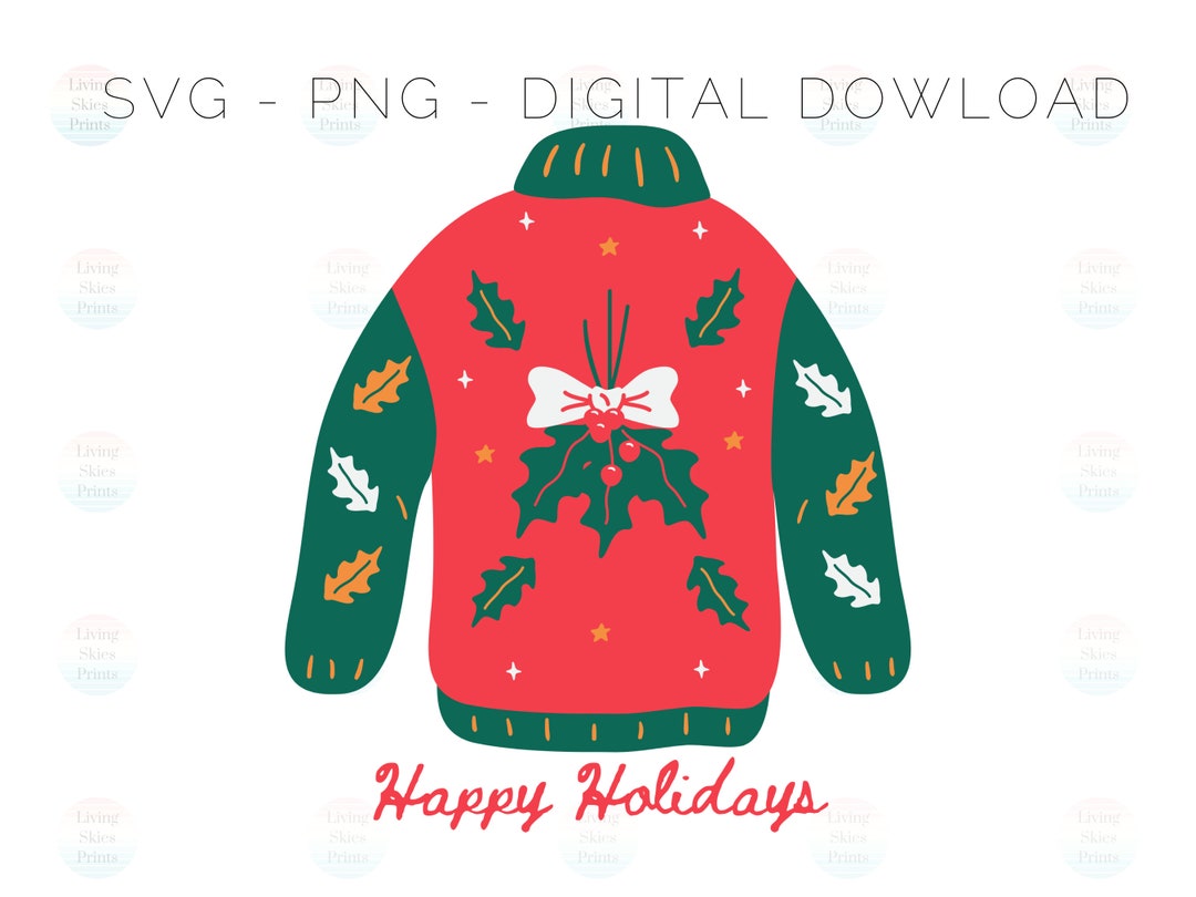 Ugly Christmas Sweater SVG PNG Cut File for Cricut, Clip Art, and