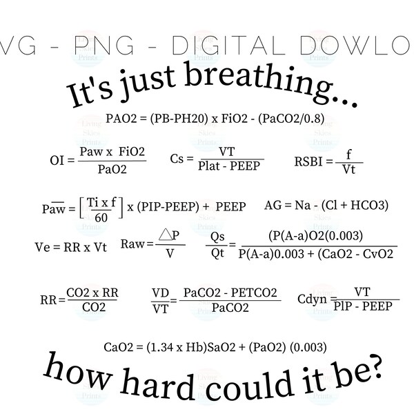 Respiratory Therapy Formulas, Respiratory Therapist SVG, RT SVG