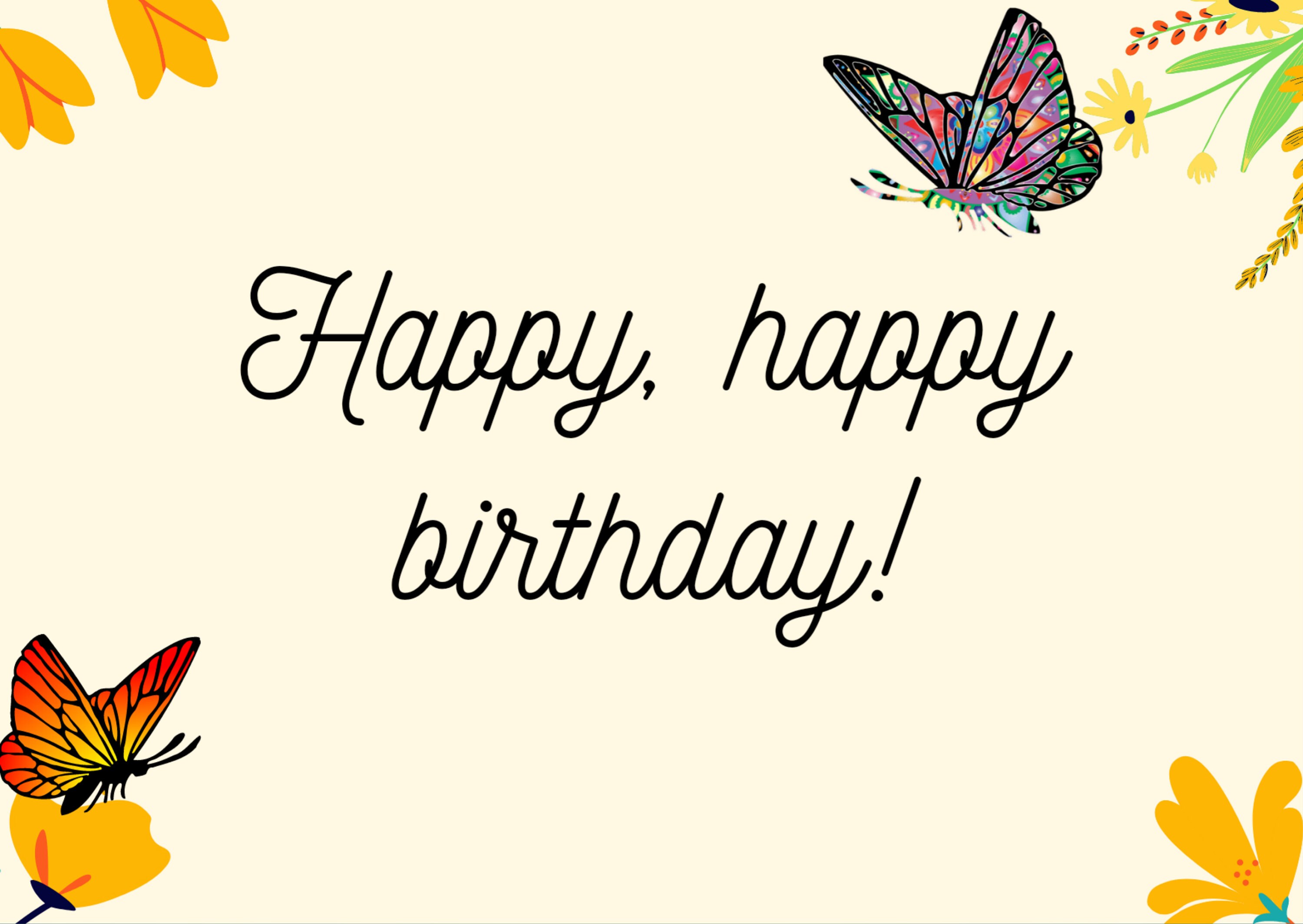 Printable Happy Birthday Butterfly Card. - Etsy