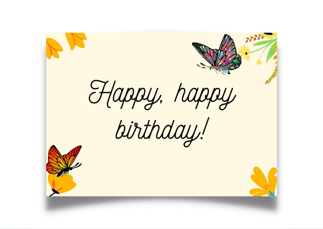 Printable Happy Birthday Butterfly Card. - Etsy