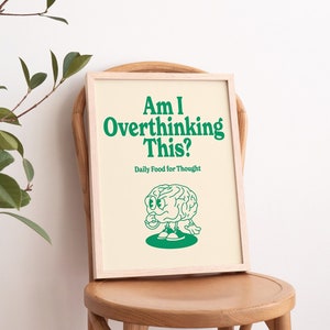 Retro Quote Digital Art Print, Afdrukbare Muurkunst, Downloadbare Print, Ben ik overdenkend, Home Office Wall Art