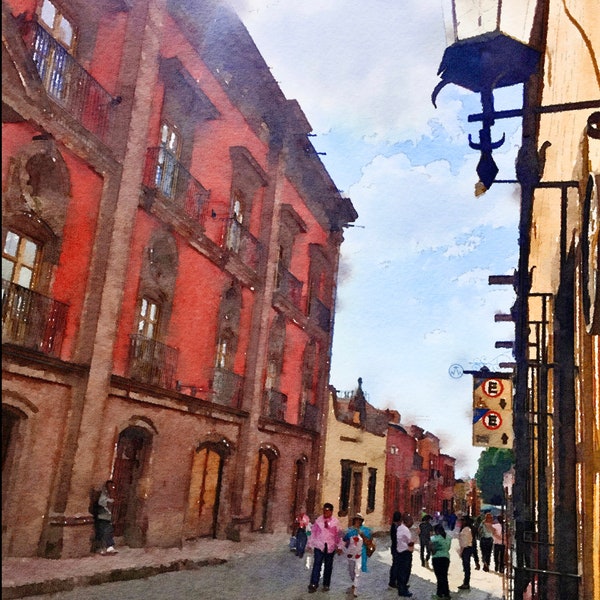 Calles de la ciudad México "San Miguel De Allende" de CastleWatercolors