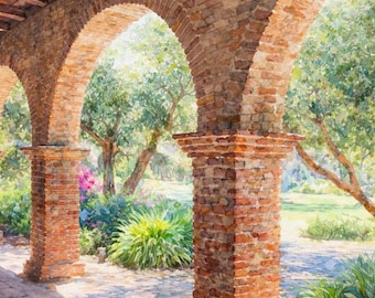 San Juan Capistrano "California Mission Arch"  California by CastleWatercolors